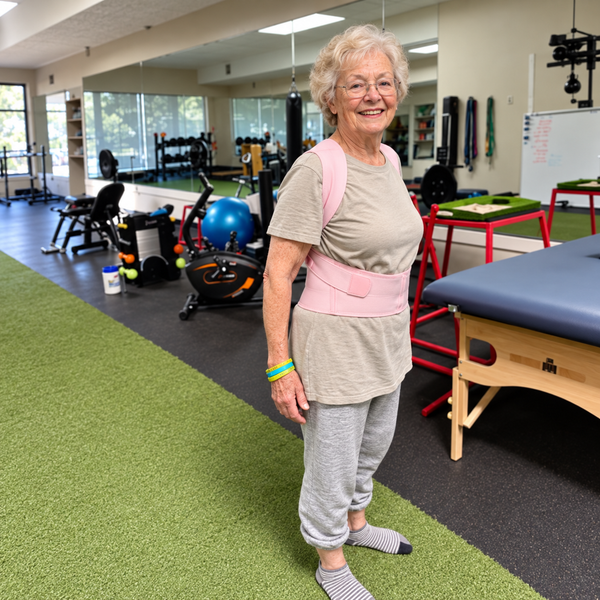 Emily Carter wearing the posture corrector